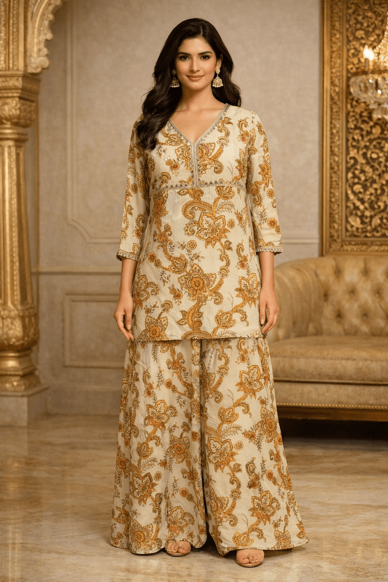 Cream Sharara