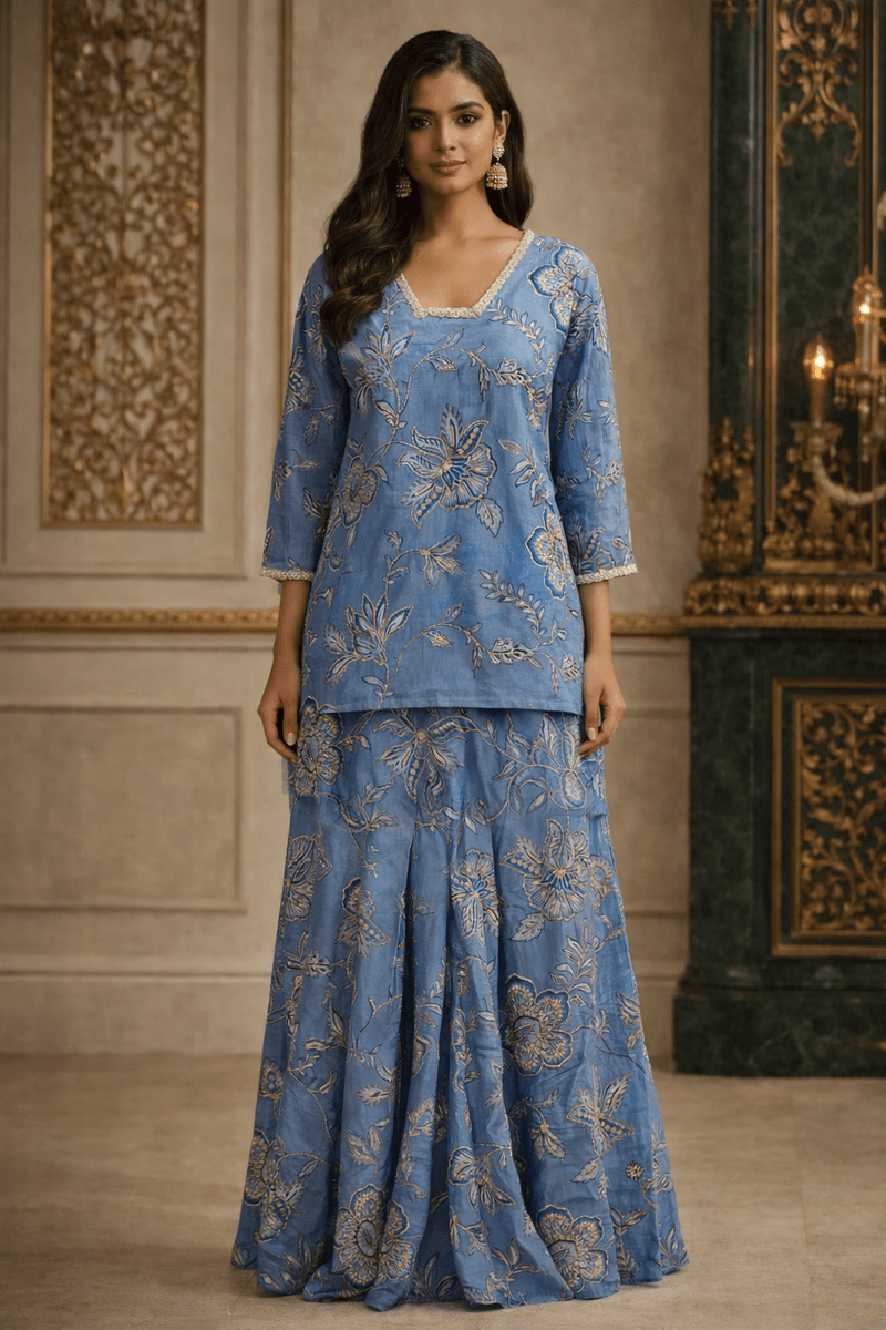 Blue Sharara Set