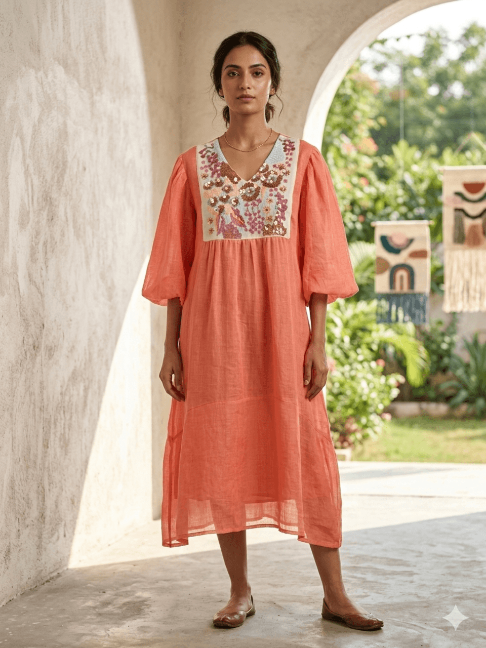 Linen Dress- Orange
