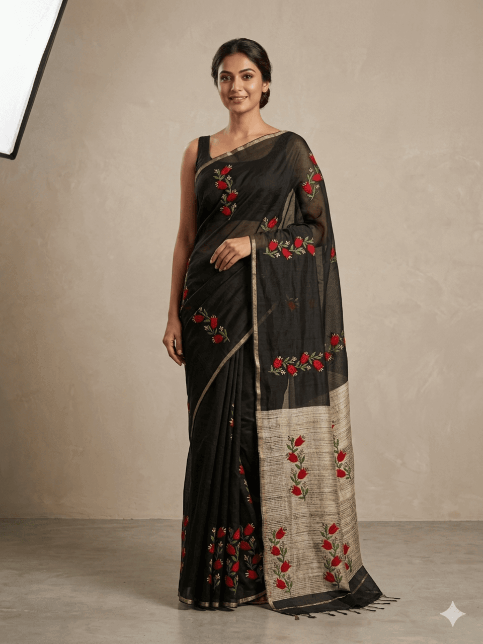 Black Maheshwar Saree