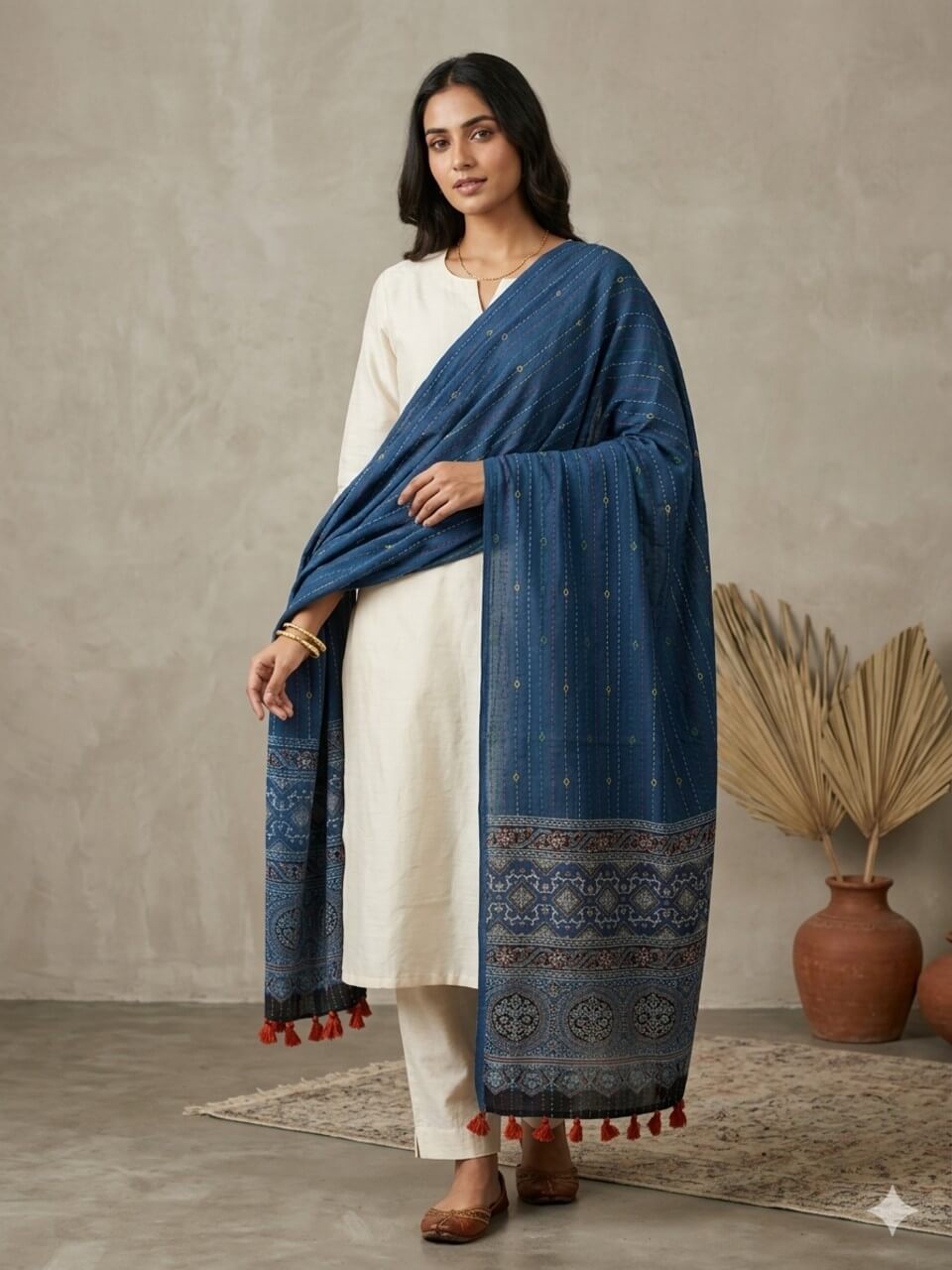 Cotton Dupatta- Blue