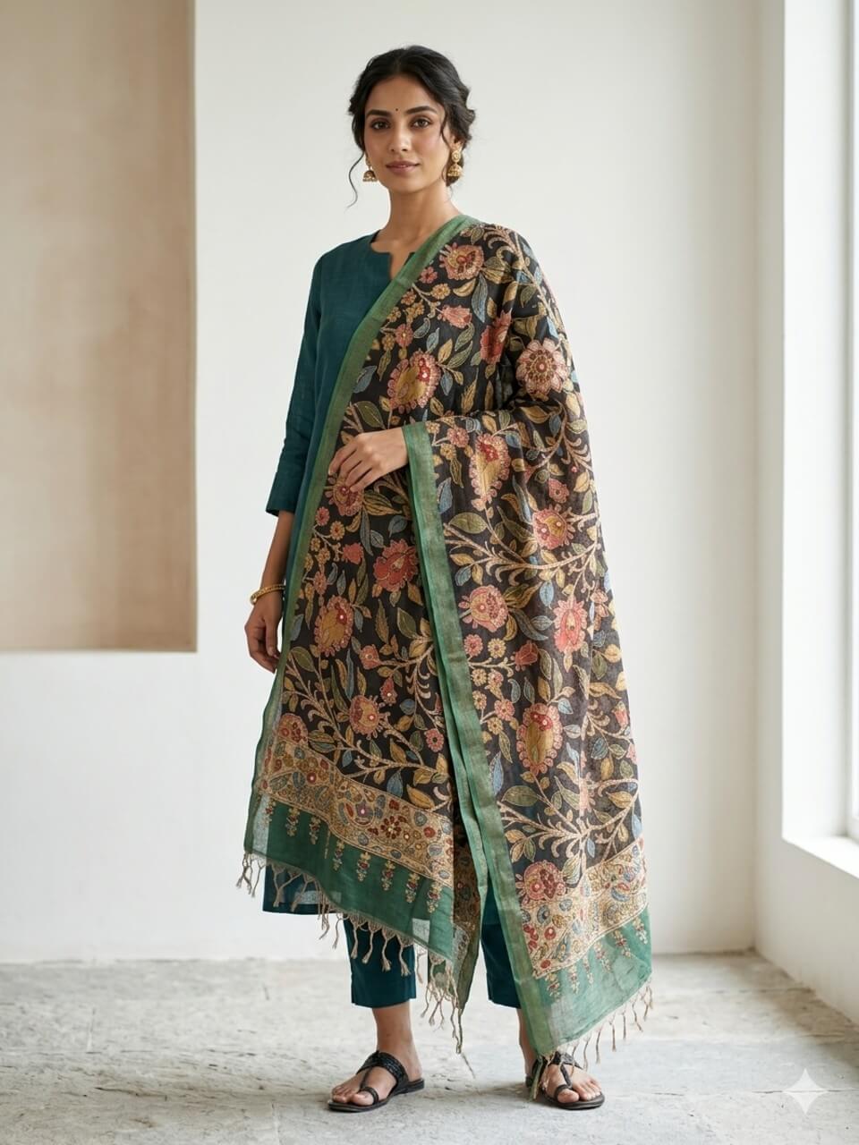 Chanderi Dupatta- Black