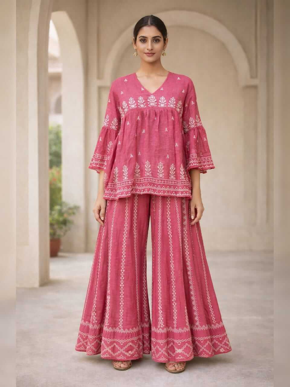Linen Co-ord Set- Pink