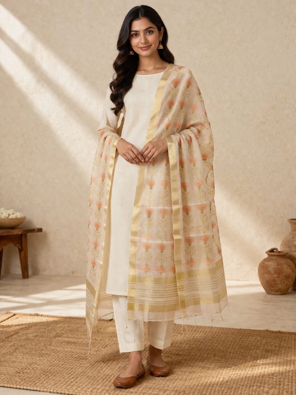 Kota Dupatta- Beige