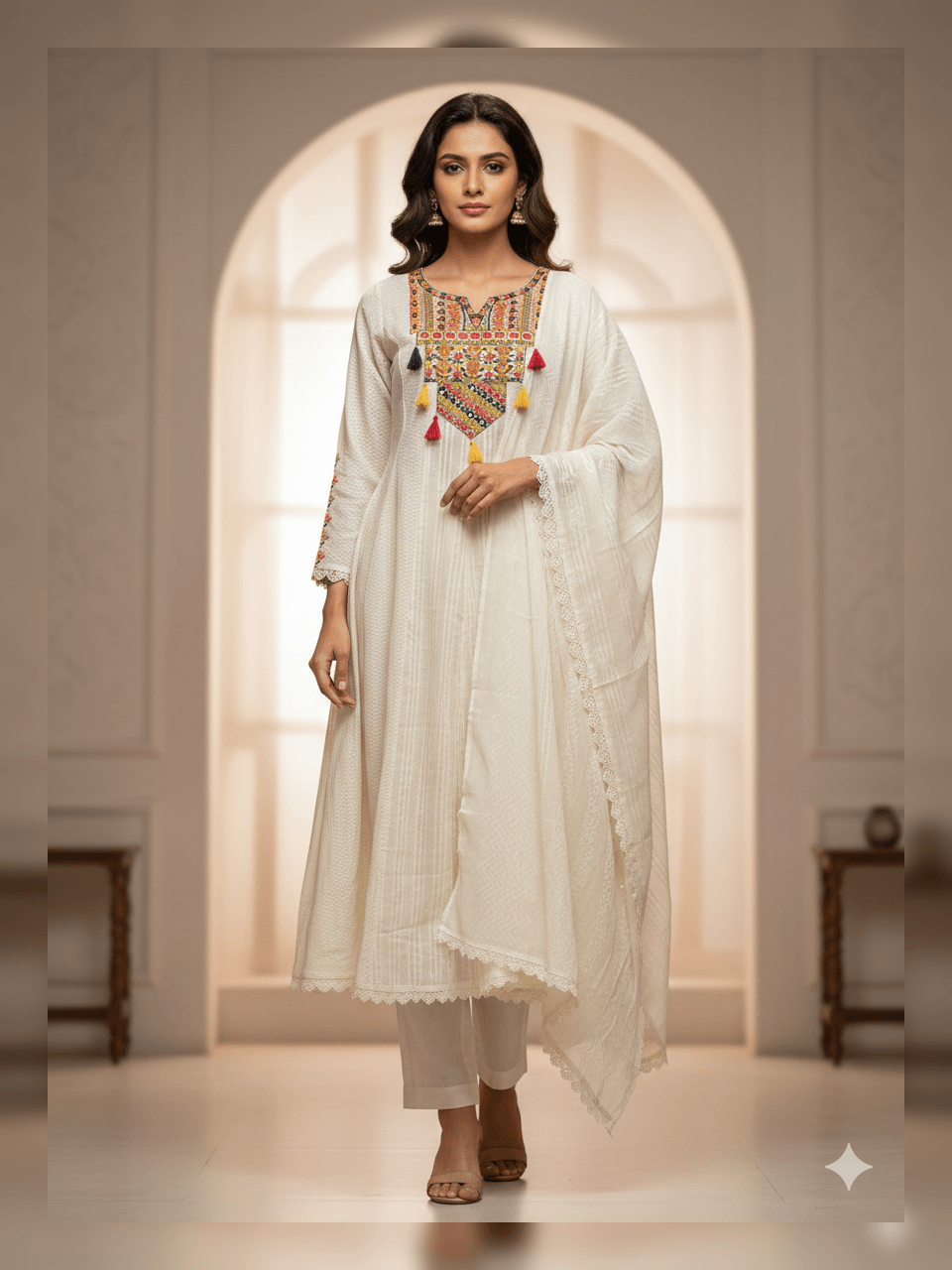 Cotton Kurta Set- Ivory
