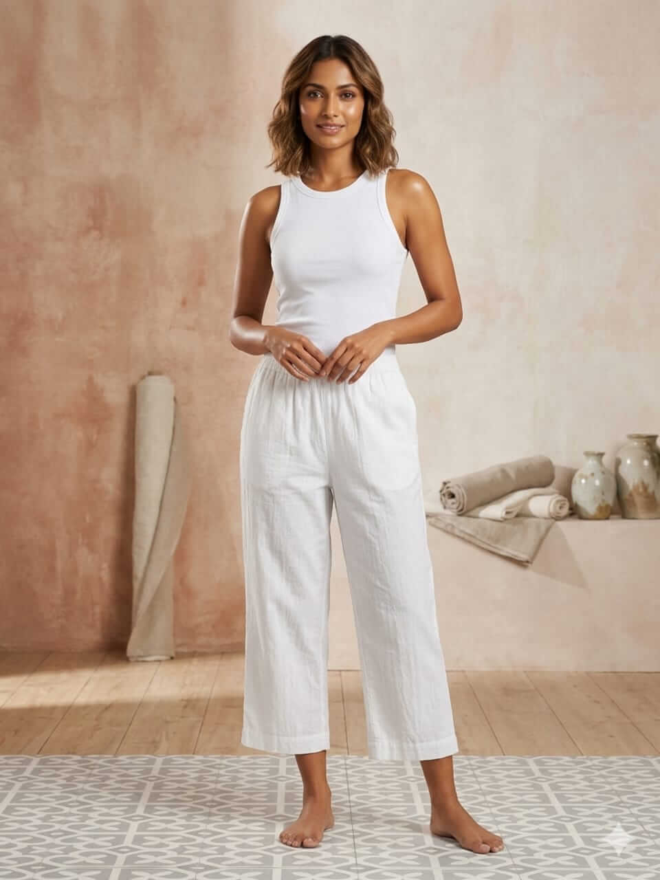 Cotton Culotte Pant - White