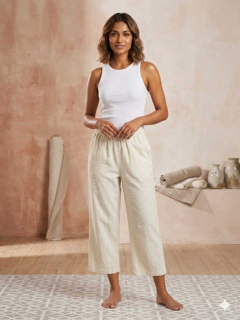 Cotton Culotte Pant- Cream