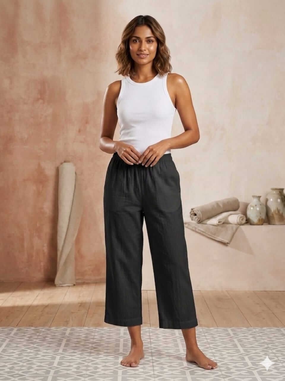 Cotton Culotte Pant - Black