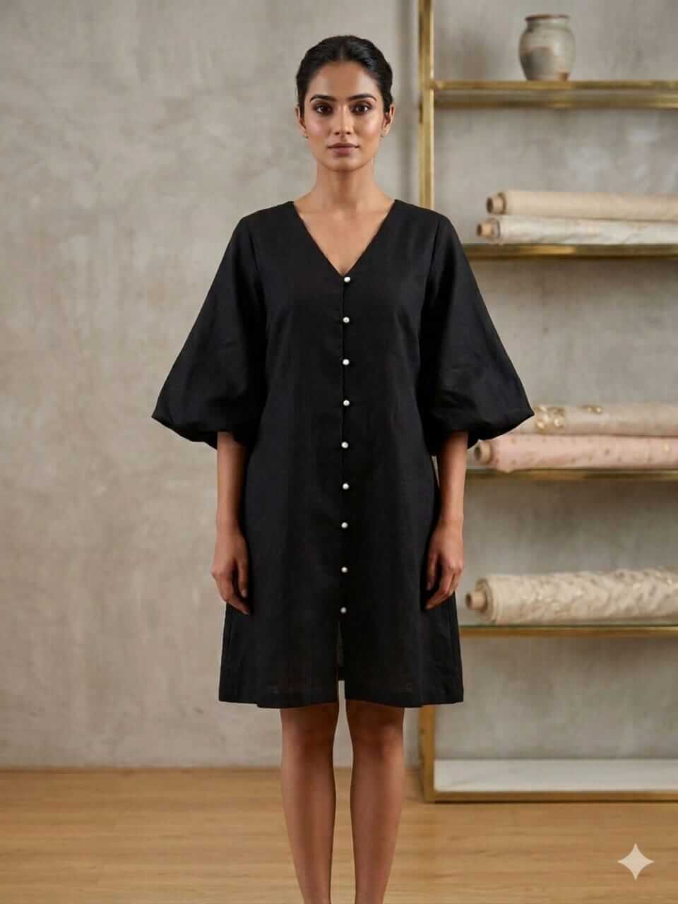Midnight Flax Dress