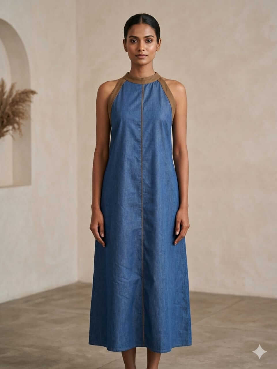 Denim Dress With Flax