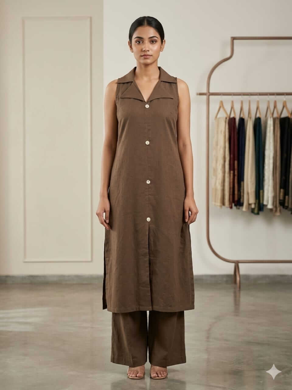 Flax Co-ord Set- Brown