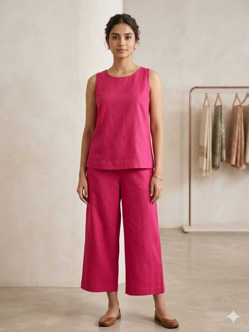 Cotton Flax Co-ord Set - Pink