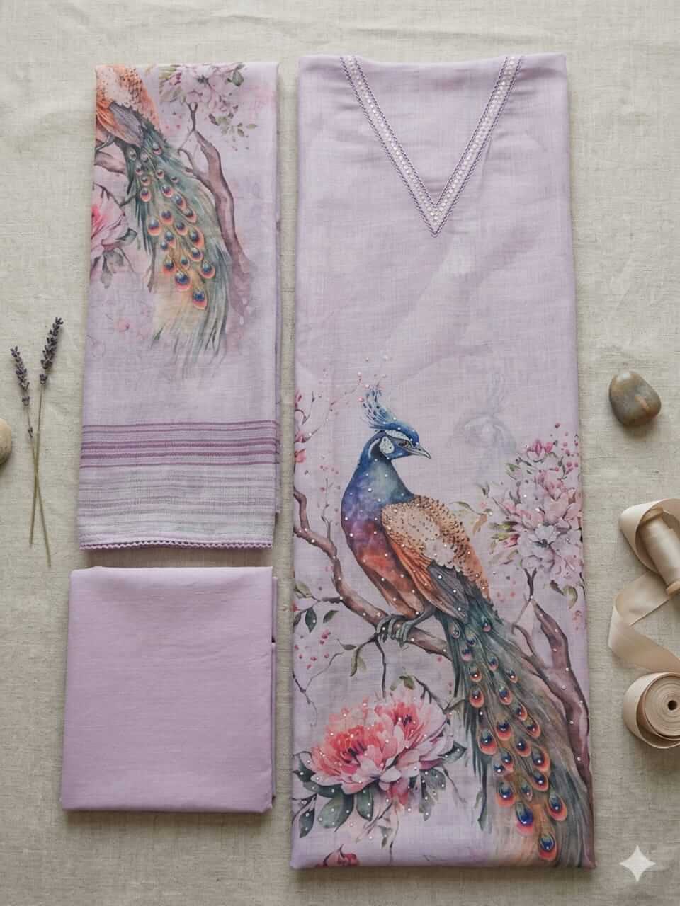 Cotton Dress Material- Purple