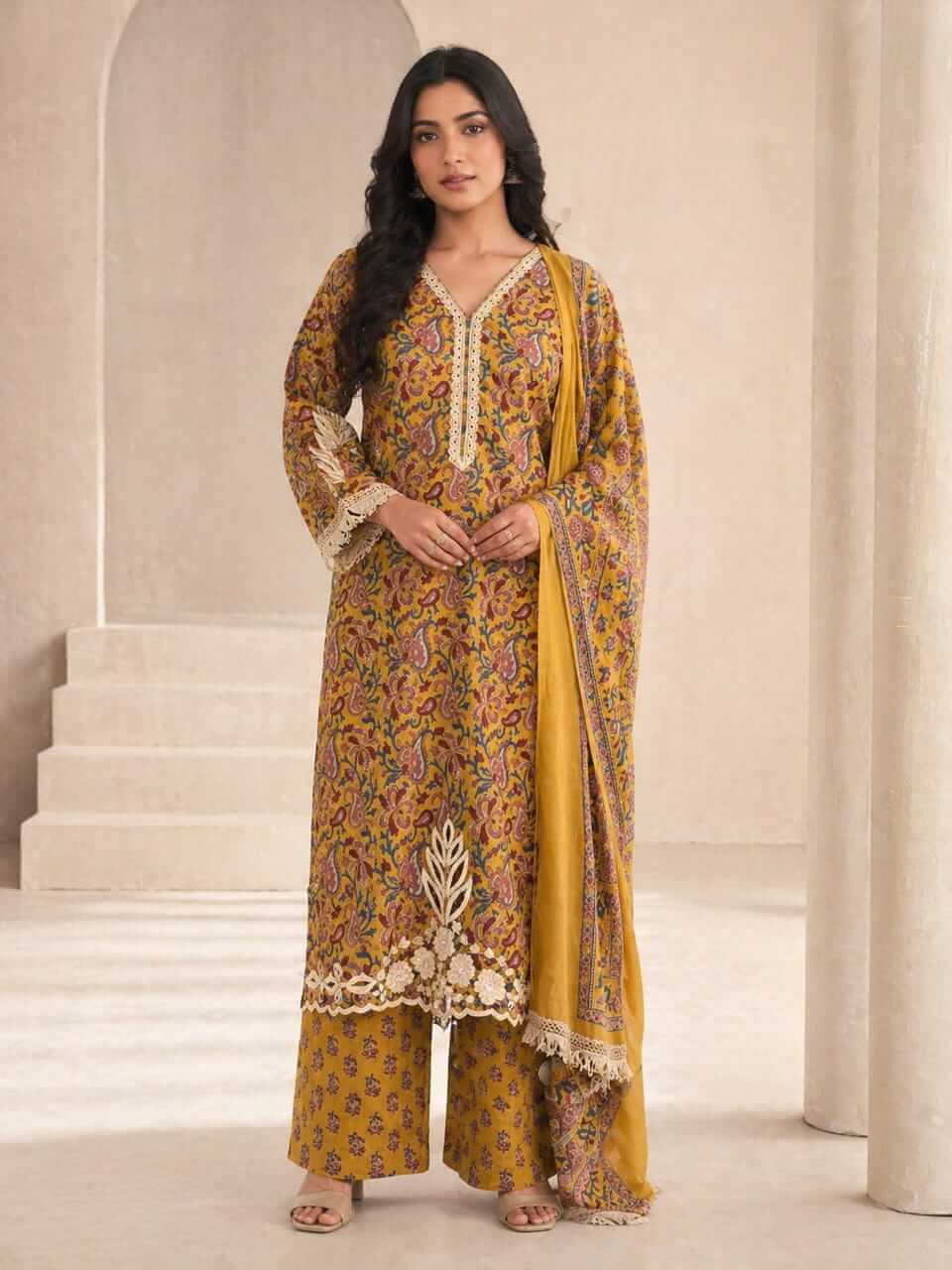 Cotton Kurta Set - Yellow