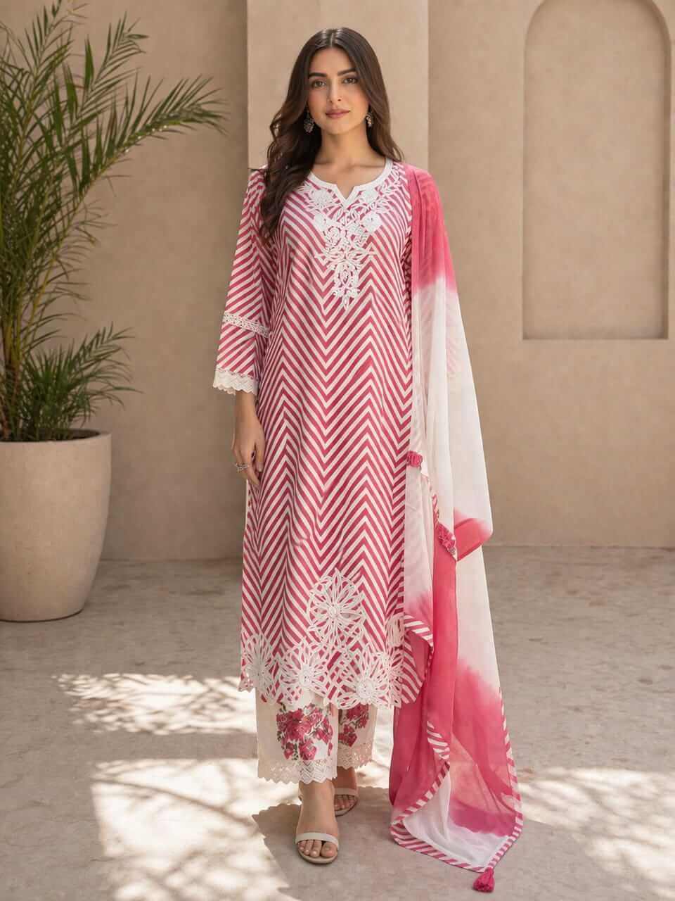 Cotton Kurta Set- Pink