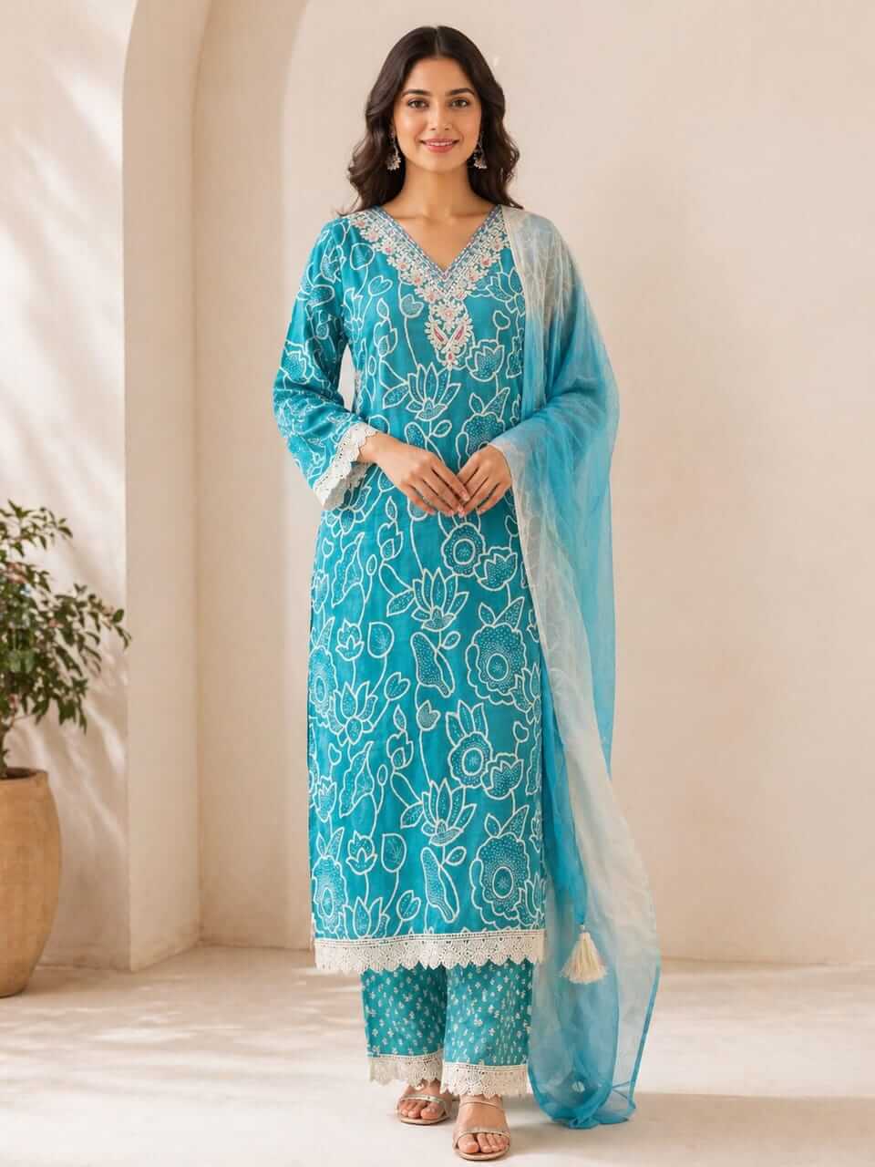 Cotton Kurta Set- Blue