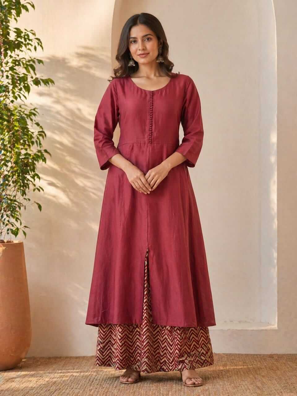 Red Kurta & Skirt Set