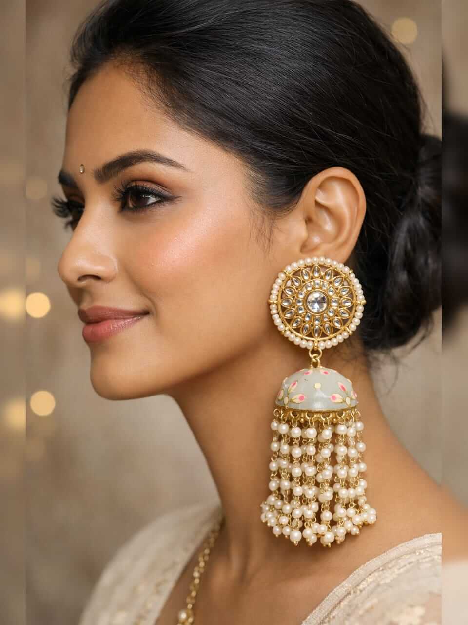 Grey & Pearl Earring