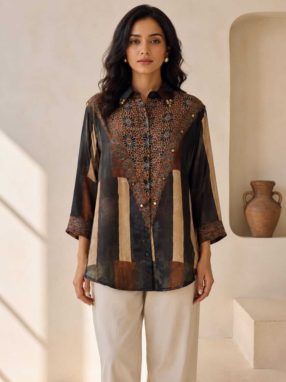 Black Muslin Crepe Shirt