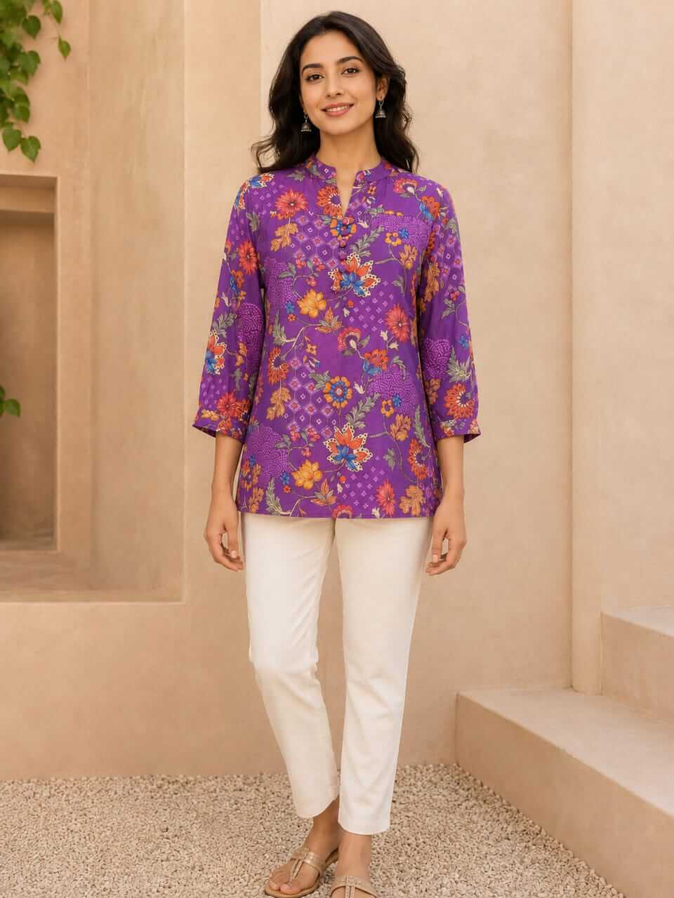 Purple Muslin Crepe Top