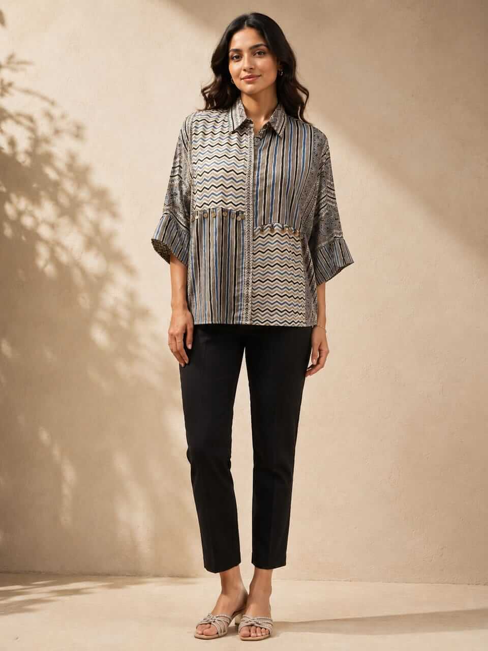 Multicolor Muslin Crepe Shirt