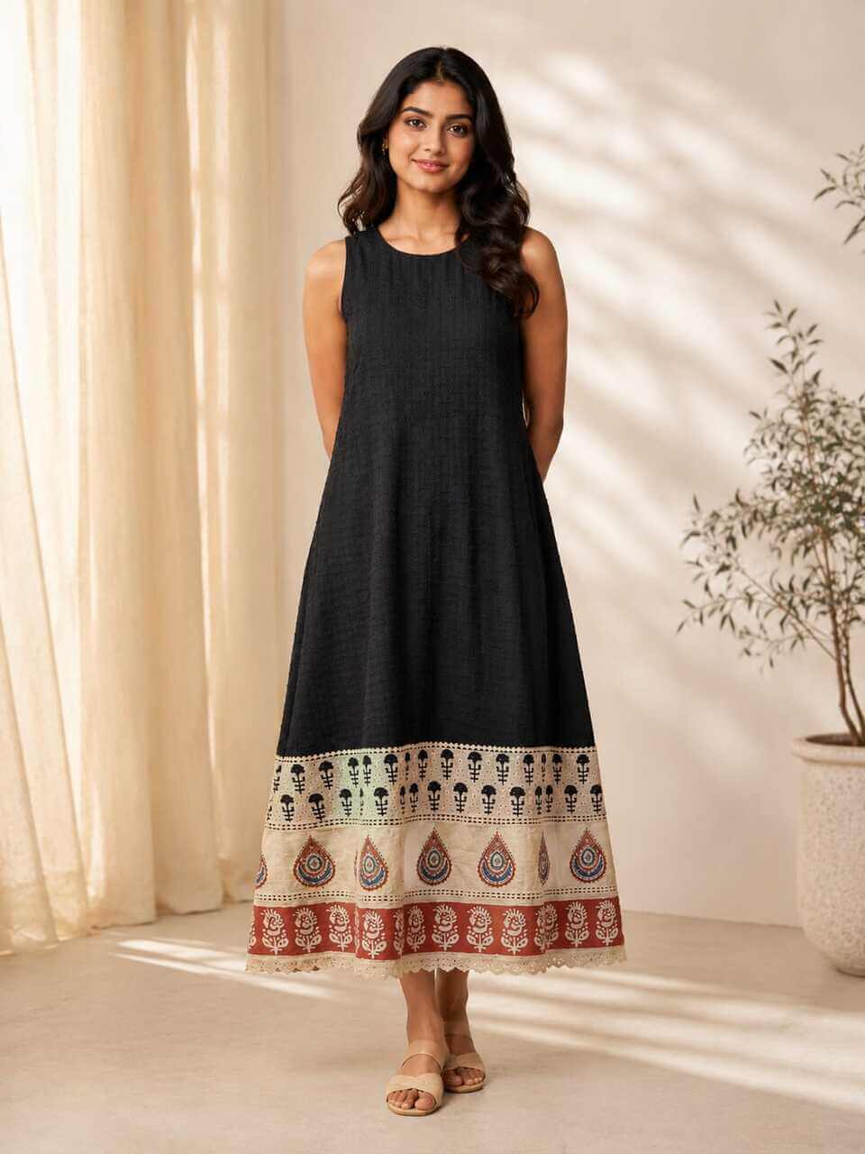 Charcoal Paisley Dress